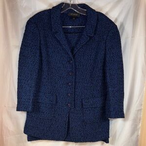 St. John 2 Piece Blue and Black Blazer Suit